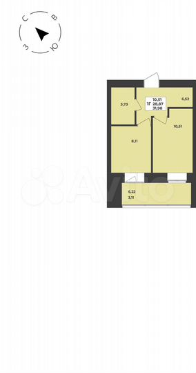 1-к. квартира, 32 м², 4/8 эт.