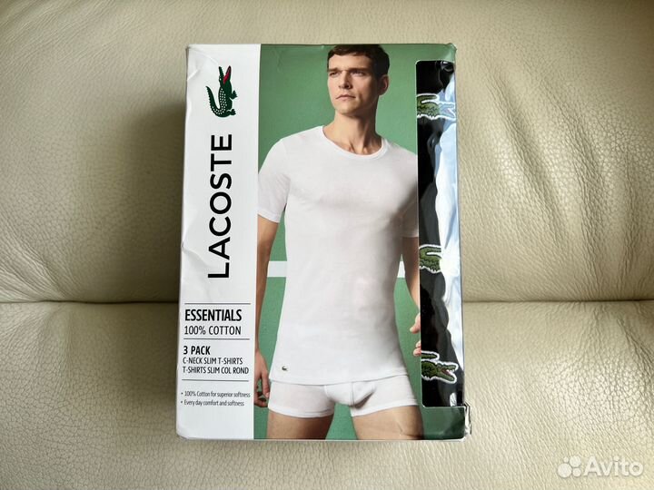 Футболки 3шт./черные Lacoste Slim Оригинал