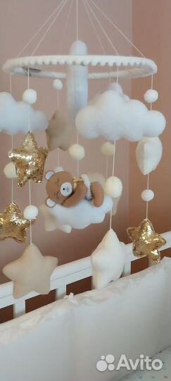 Мобиль на кроватку из фетра с подсветкой