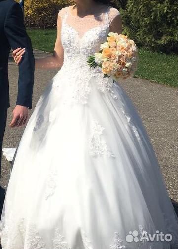 Свадебное платье 44 46 бу