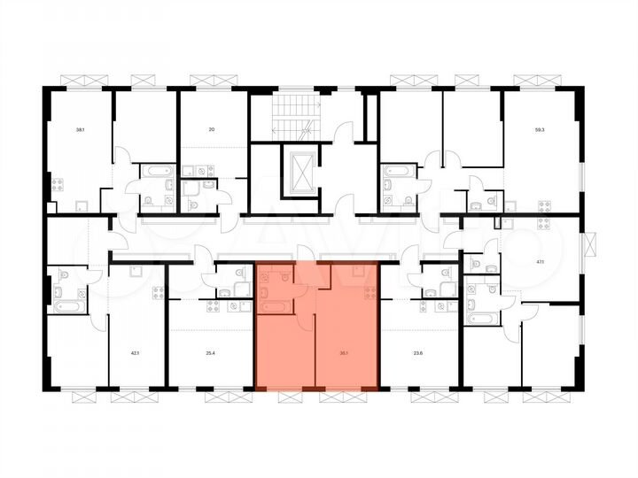 1-к. квартира, 36,1 м², 9/9 эт.