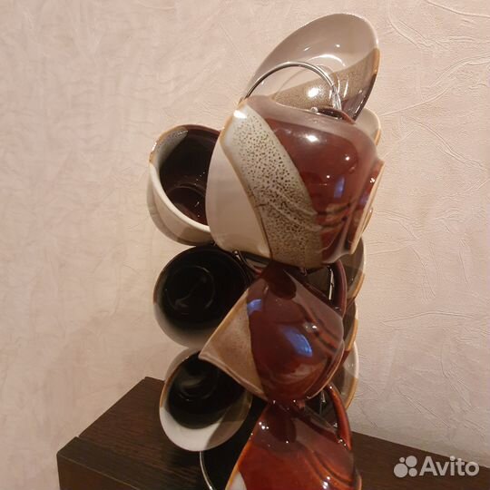 Набор кофейный на металлической подставке