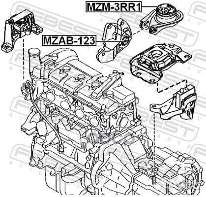 Сайлентблок опоры двигателя mazda 3 03-11 зад