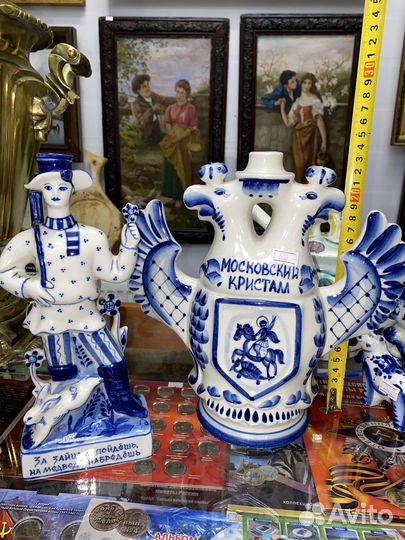 Гжель посуда фигурки штоф