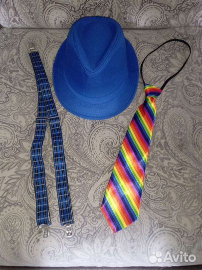 Комплект стиляги (шляпа, галстук, подтяжки)