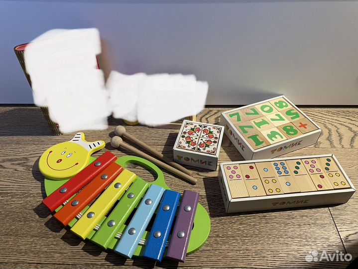 Деревянные кубики и домино Томик, ксилофон улитка