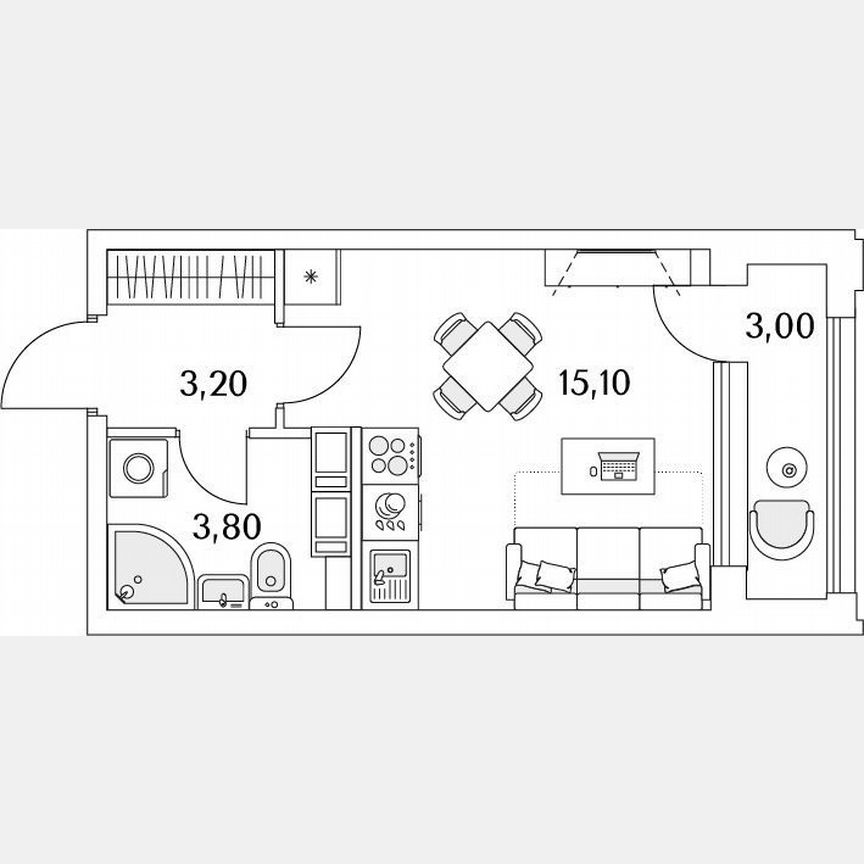 Квартира-студия, 22,1 м², 13/13 эт.