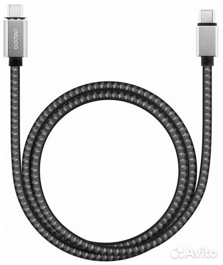 Кабель Deppa Magnet Cable USB-С - USB-C, серый (R