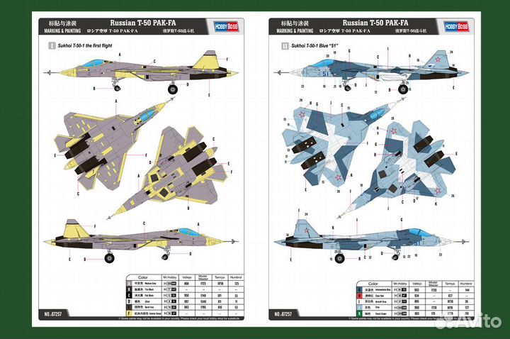 87257 Самолет Russian T-50 PAK-FA (Hobby Boss) 1