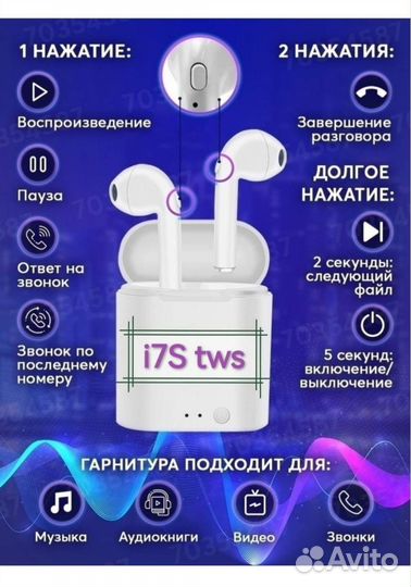 Новые Беспроводные наушники i7S