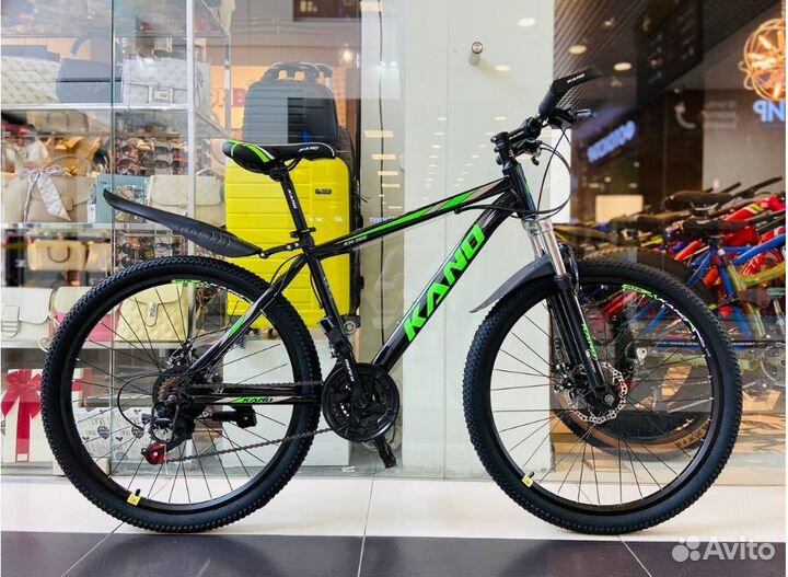 Велосипед на спицах Kano 198 26'' черный/зеленый