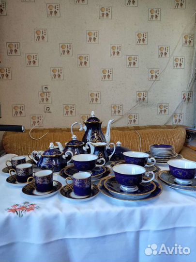Сервиз чайно кофейный СССР кобальтовый
