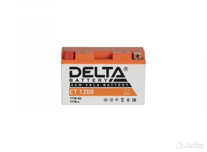 Мото аккумулятор Delta CT 1208 (12V / 8Ah / 110A)