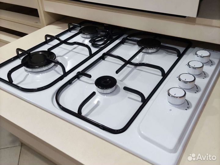 Варочная панель Monsher белый газ контроль