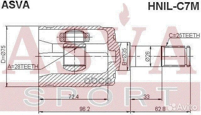 ШРУС внутренний левый honda jazz 25x28x35 hnilc7M