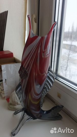 Ваза Рыба СССР цветное стекло винтаж