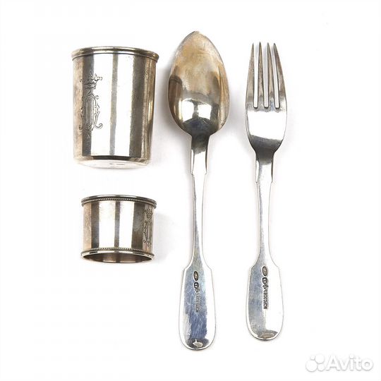 Старинный серебряный набор 