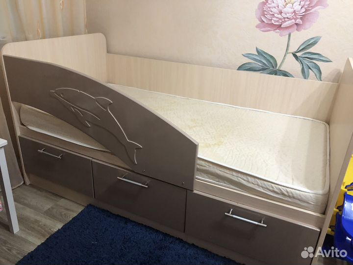 Детская кровать дельфин с матрасом