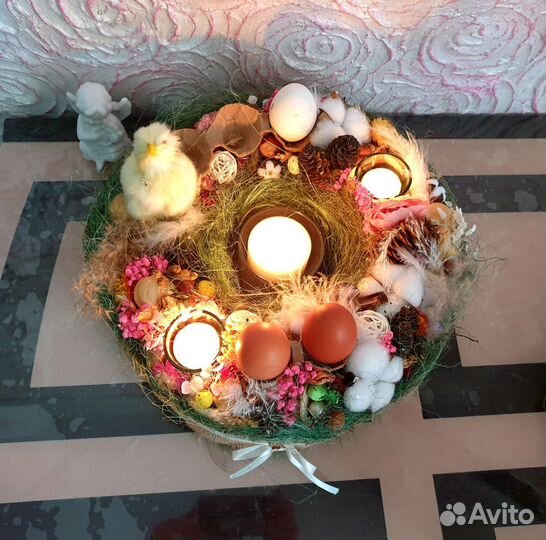 Пасхальный декор венок