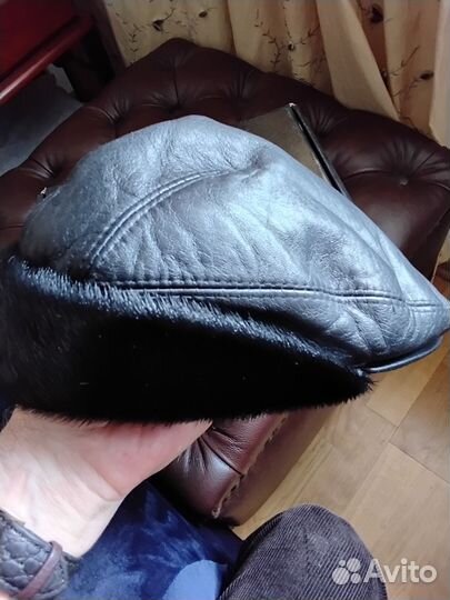 Мужская кожаная кепка. Натур.кожа. Демисезон 58р