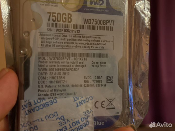 Жесткий диск 2.5 wd 7500bpvt 750gb
