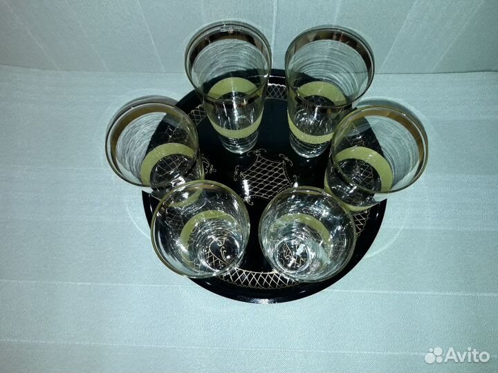 Комплект 6 стаканов на подносе
