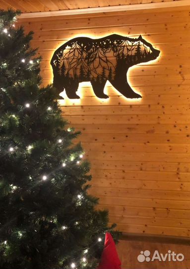 Панно декоративное на стену с подсветкой медведь