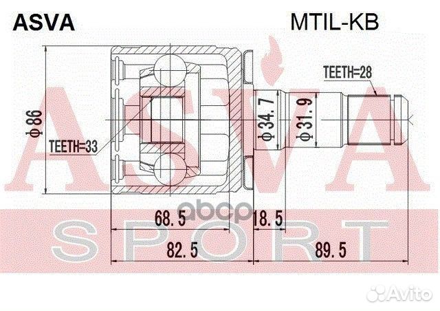 Шрус внутренний перед лев mtilkb asva