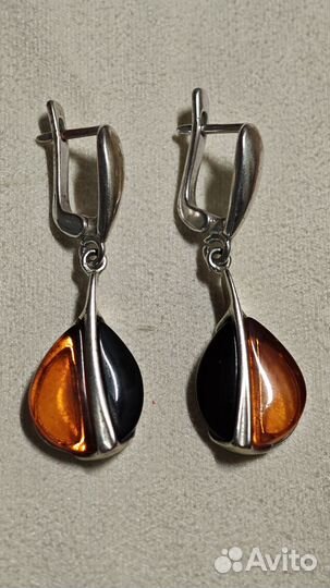 Серьги с янтарем
