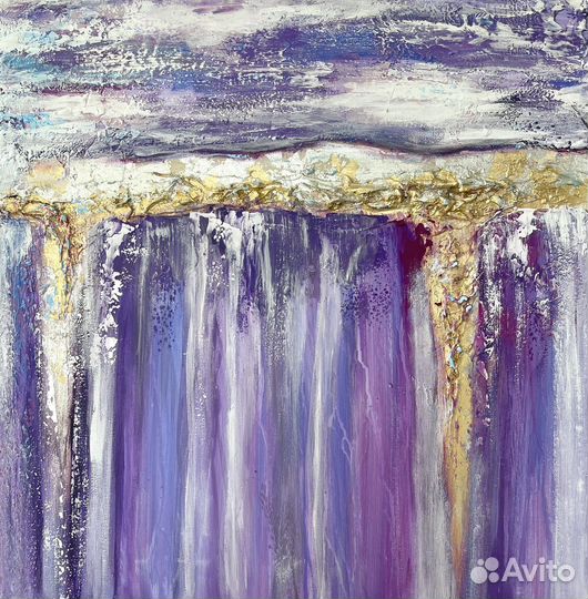 Лофт картина масло/холст 60x60 картина фиолетовая