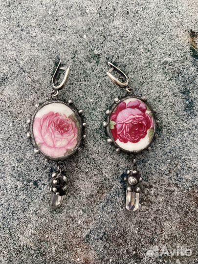 Серьги из антикварных осколков