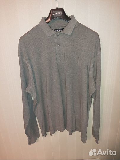 Поло однотонный с длинным рукавом. 3XL