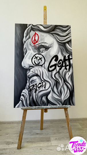 Поп арт картина на медном холсте маслом заказать