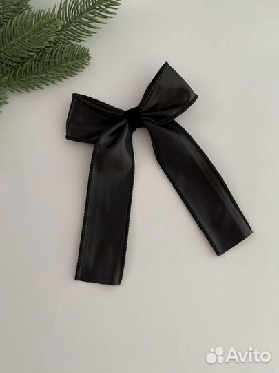 Банты из кожаной ленты черные ручная работа