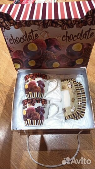 Сервиз чайный 2 фарфоровые чашки(0,25),2 блюдца