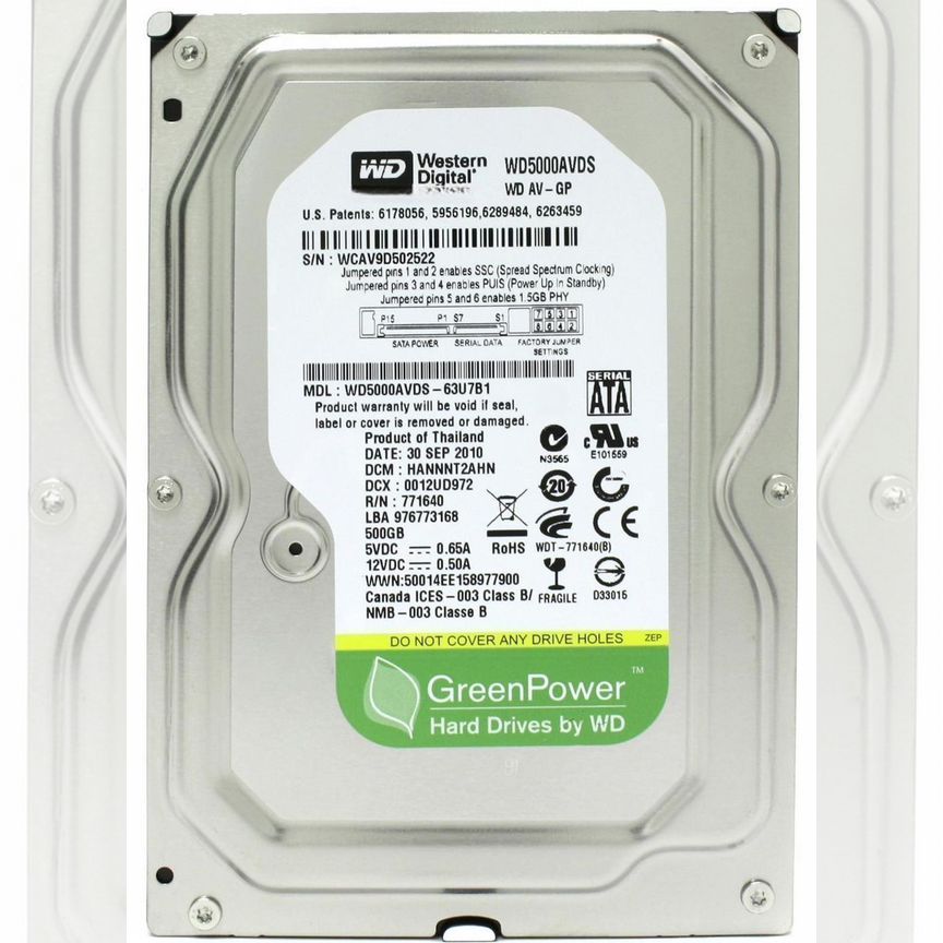 [WD5000AVDS] Жесткий Диск Wd 500gb Wd5000avcs Sata Wd5000avds
