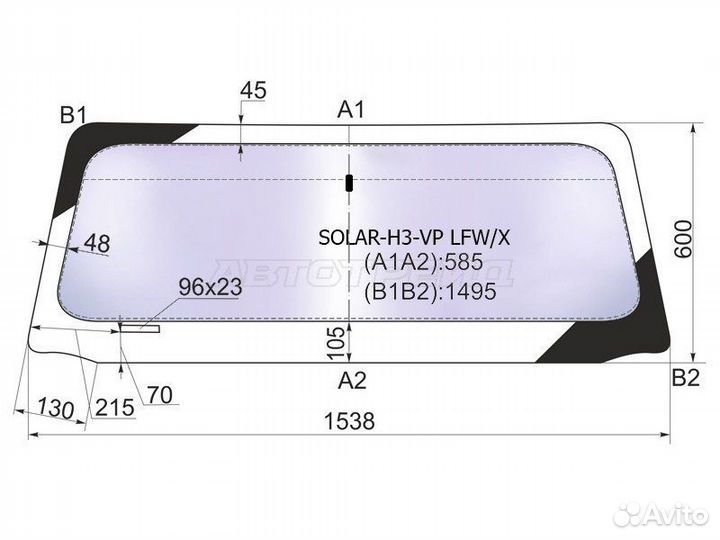 Стекло лобовое Hummer H3 05-10