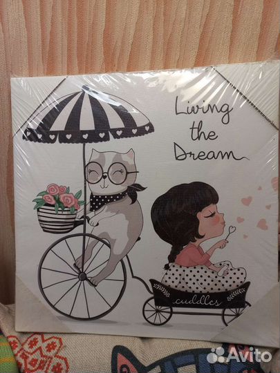 Картина на холсте 30*30 Девочка в тележке