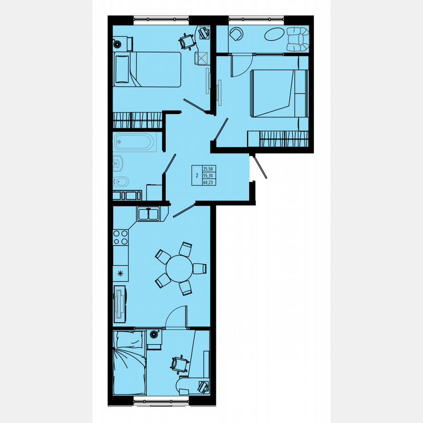 2-к. квартира, 63,8 м², 1/8 эт.