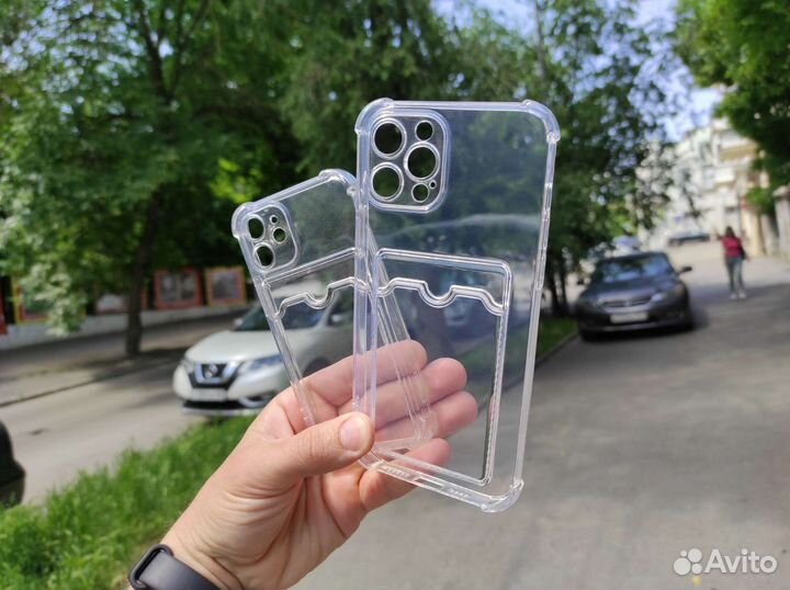 Силиконовый чехол с карманом для iPhone 12 серии