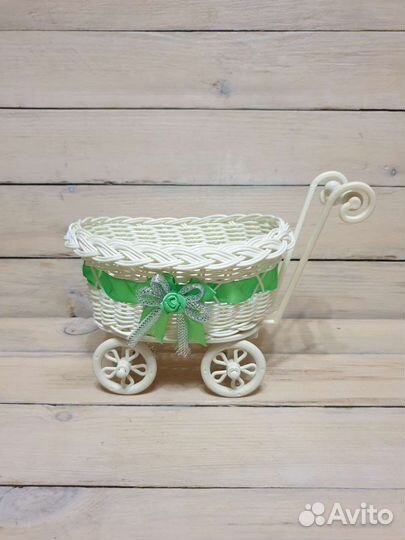 Корзинка декоративная Коляска Кашпо для цветов