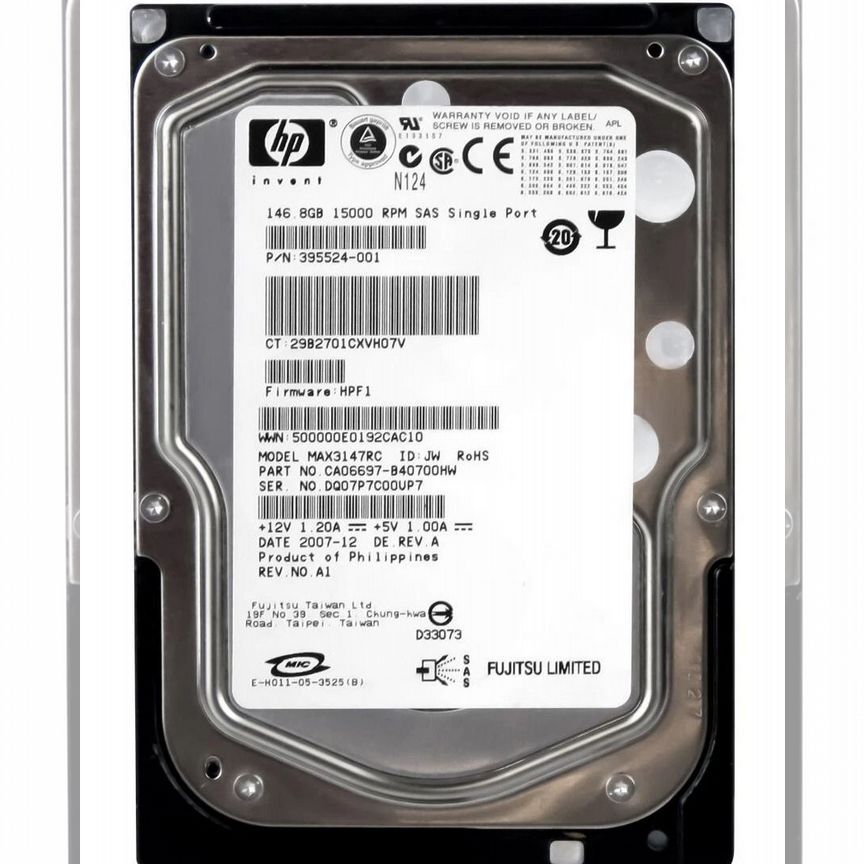 [395524-001] Жесткий Диск Hp146gb Sas 3,5" Hdd
