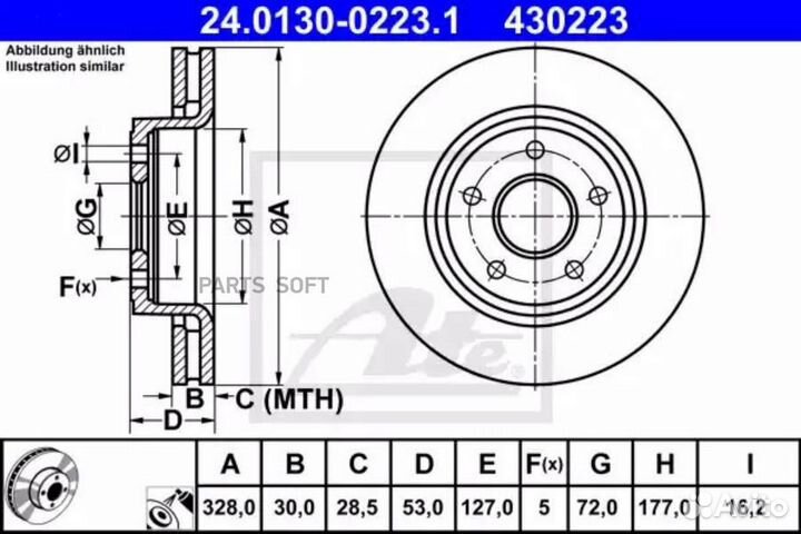 ATE 24013002231 Диск тормозной jeep commander/cher