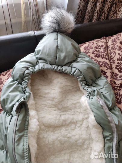 Зимний конверт в коляску на овчине