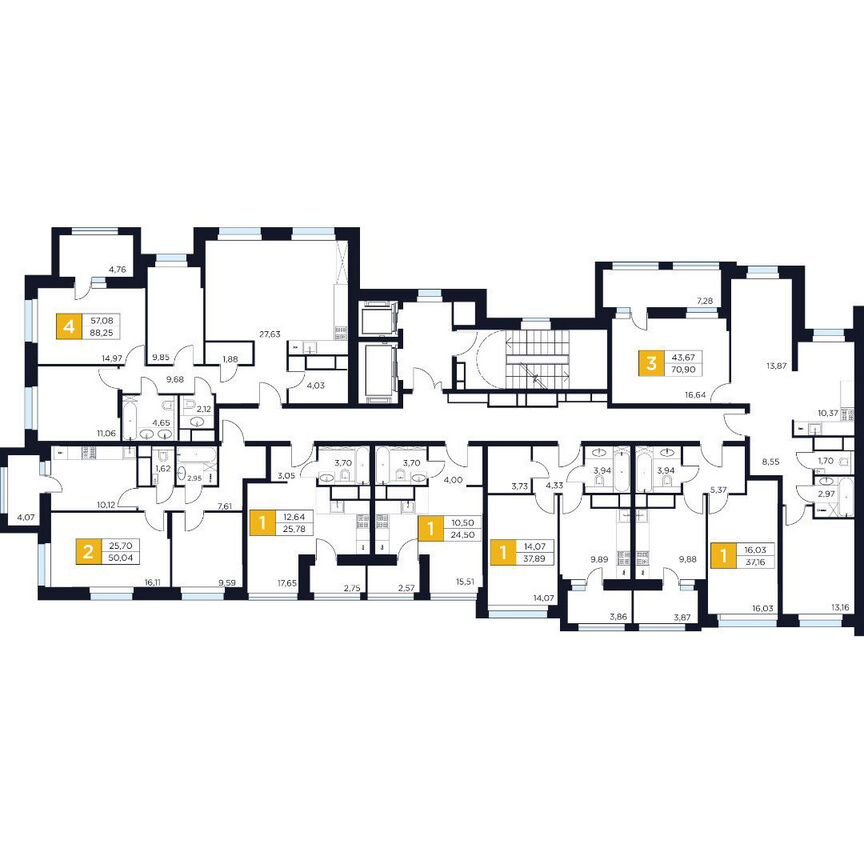 3-к. квартира, 70,9 м², 4/12 эт.