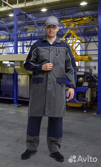 Халат куратор мужской серо-синий 56-58 рост 3