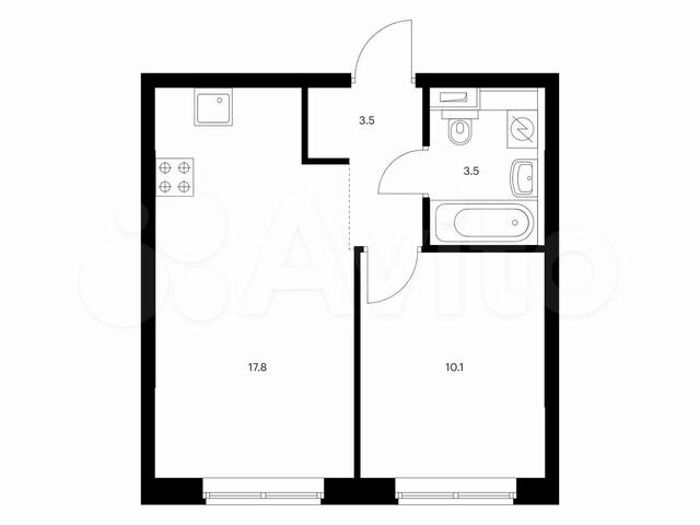 1-к. квартира, 34,9 м², 1/9 эт.