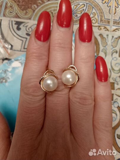 Серьги с натуральным жемчугом серебро