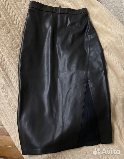 Юбка lime черная кожаная