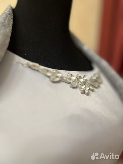 Платье с баской и болеро атлас